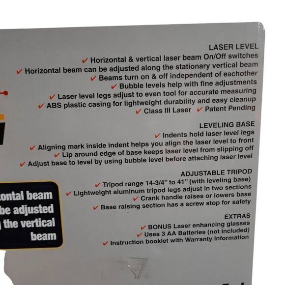 Performance Tool Professional Cross Beam Laser Level With Tripod - Picture 10 of 14